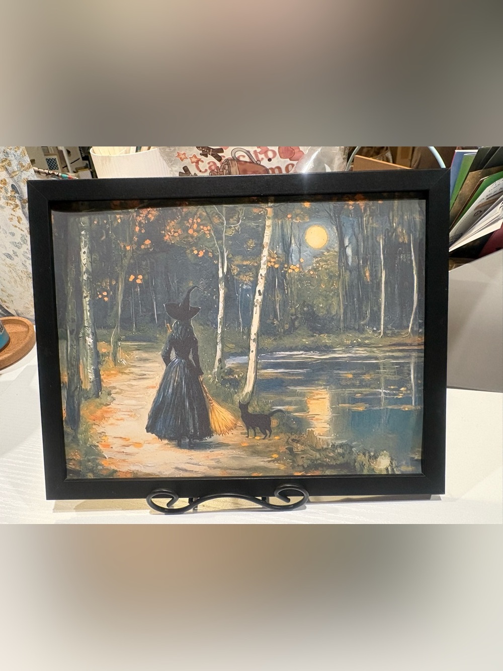Black Framed Witch by Moonlight Wall Art - 8x10 Home Art